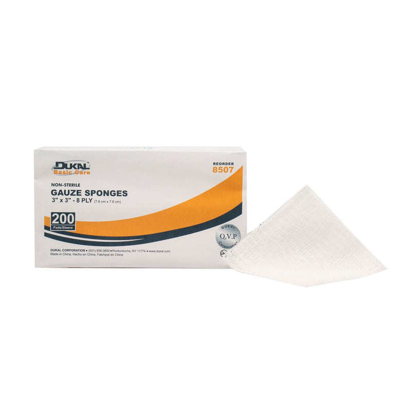 Dukal Corporation Dukal Basic Gauze Sponges  Sponge, 3" x 3", Non-Sterile, 8-Ply, 200/bg, 20 bg