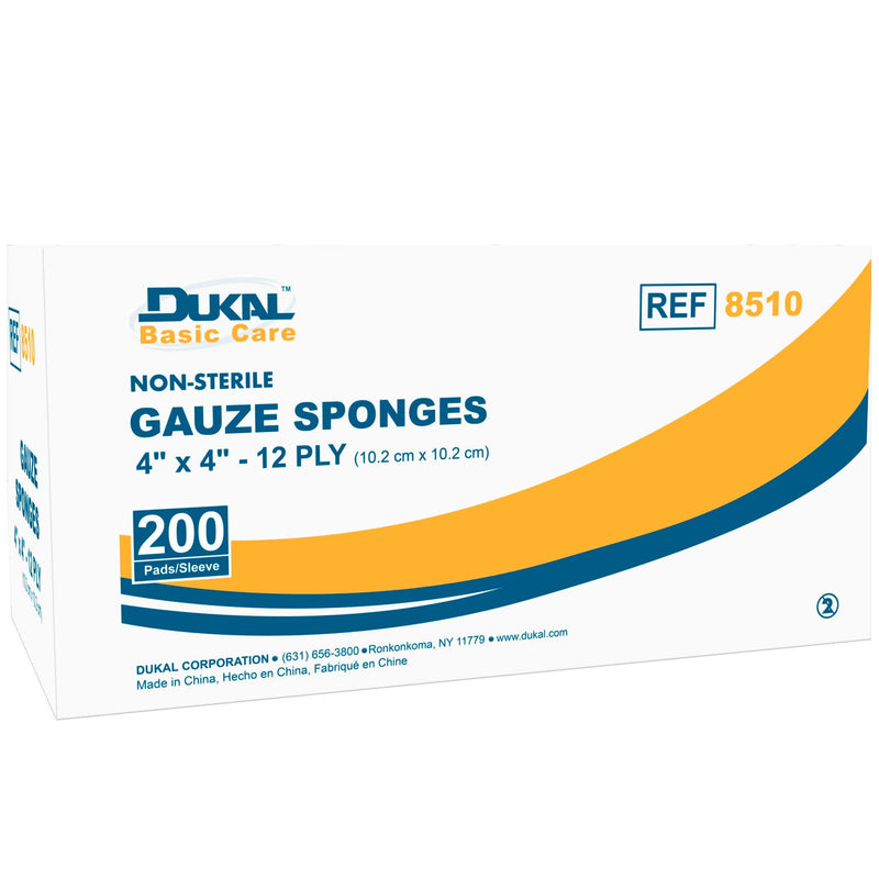 Dukal Corporation Dukal Basic Gauze Sponges  Sponge, 4" x 4", Non-Sterile, 12-Ply, 200/bg, 10 b
