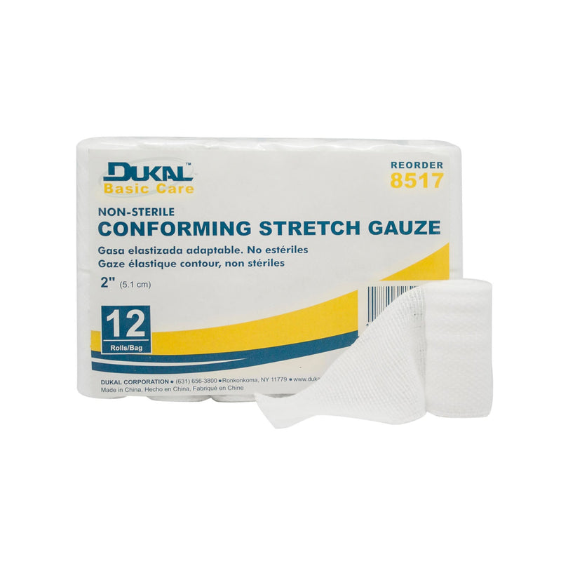Dukal Corporation Dukal Basic Conforming Stretch Gauze  Gauze, 2" Non-Sterile, 12 rl/bg, 8 bg/cs