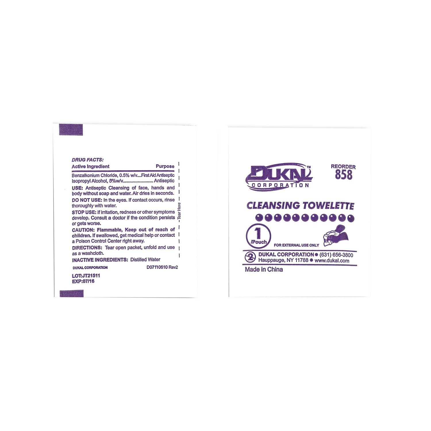 Dukal Corporation Dukal Cleansing Towelette  Cleansing Towelettes, 5" x 8", Bulk, 1/pk, 3pk/str