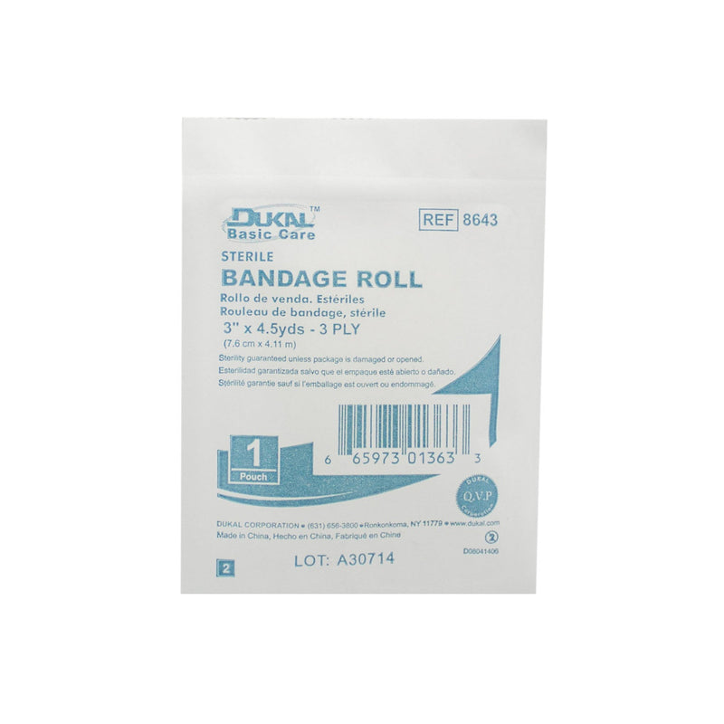 Dukal Corporation Dukal Basic Care Bandage Roll  Basic Care Fluff Bandage Roll, 3" x 4.5 yd, 3ply,