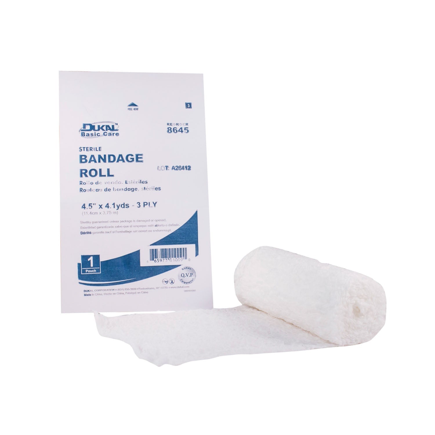Dukal Corporation Dukal Basic Care Bandage Roll  Fluff Bandage Roll, 4" x 4.5 yds, Sterile, 3-Ply,
