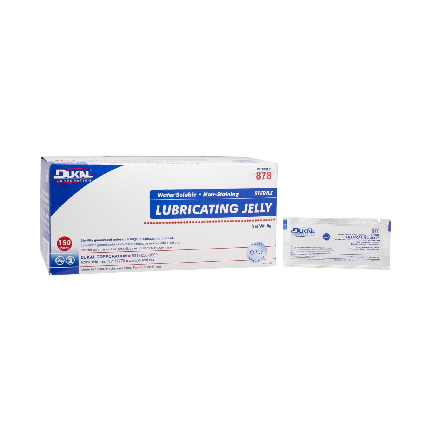 Dukal Corporation Dukal Lubricating Jelly  Jelly, Foil Pack, 5gm, Sterile, 150/bx, 10 bx/cs