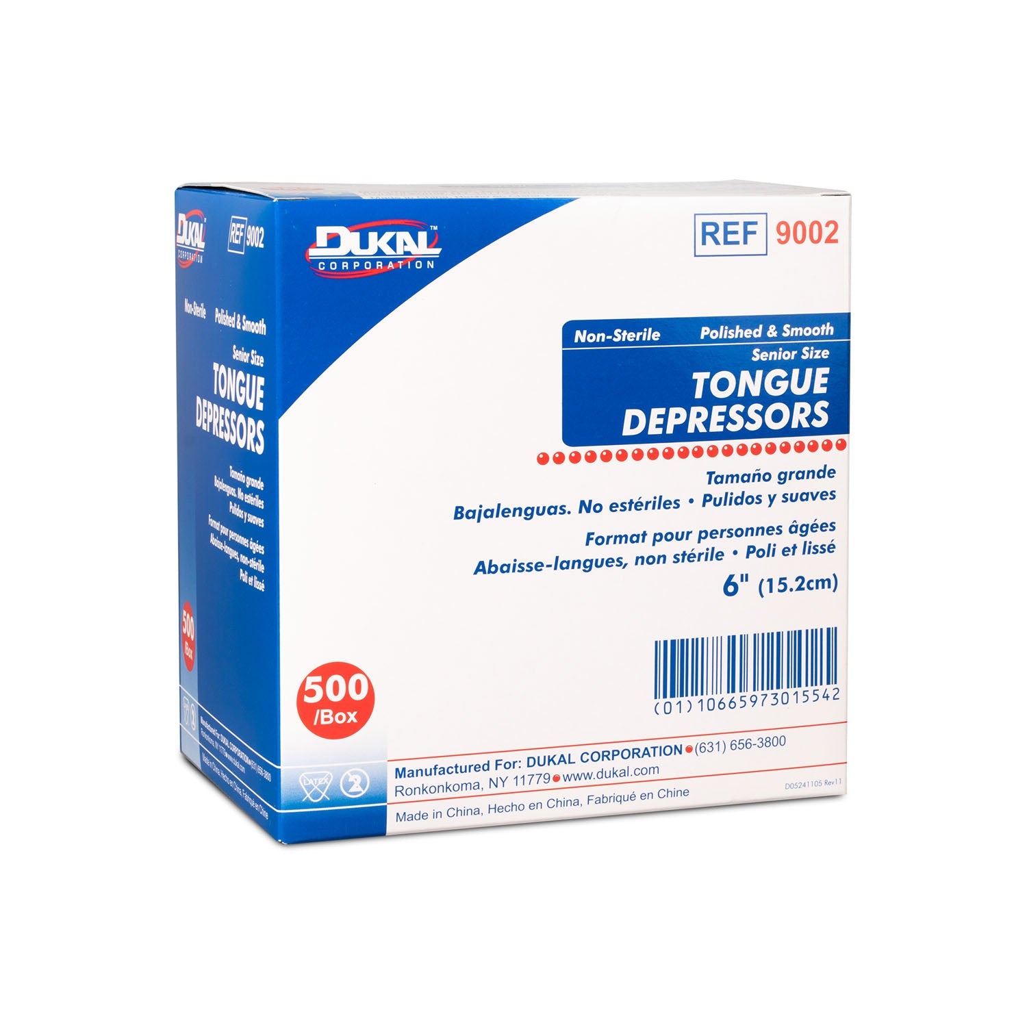 Dukal Corporation Dukal Tongue Depressors  Depressor, Senior, 6", Non-Sterile, 500 pc/bx, 10