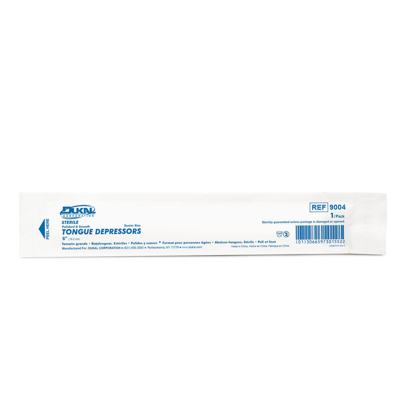 Dukal Corporation Dukal Tongue Depressors  Depressor, Senior, 6", Sterile, 1/pk, 100 pk/bx, 1