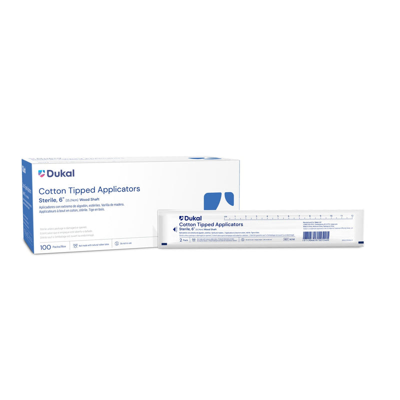 Dukal Corporation Dukal Cotton Tipped Applicators  Applicator, 6" Cotton Tip, Sterile, 2/pk, 100 pk/b