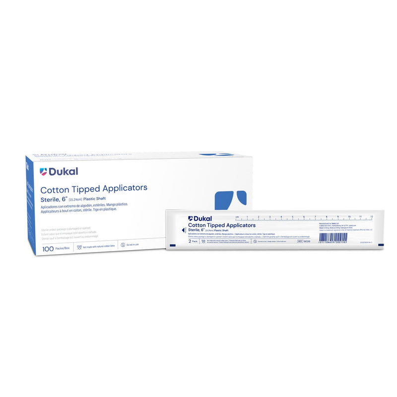 Dukal Corporation Dukal Cotton Tipped Applicators  Applicator, 6" Plastic Shaft Cotton-Tipped, Steril