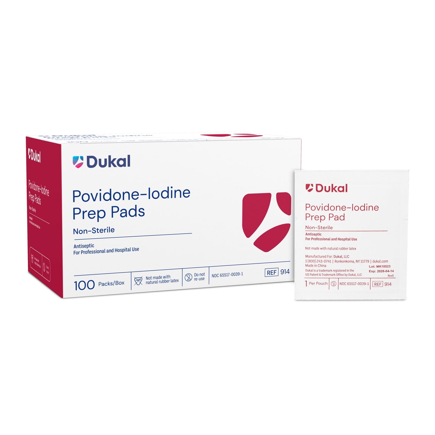 Dukal Corporation Dukal Pvp-I Products  PVP-I Prep Pads, Medium, Non-Sterile, 1/pk, 100 pk