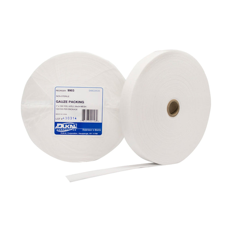 Dukal Corporation Dukal Surgical Gauze & Packing  Gauze Packing, Non-Sterile, 28 x 24 Mesh, 1" x 100