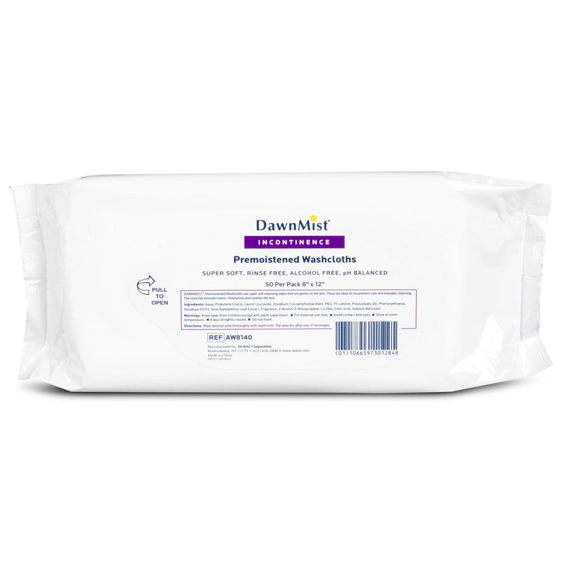 Dukal Corporation Dukal Dawnmist Washcloths  Washcloth, Adult, Soft Pack, 8" x 12", 50/pk, 12 p
