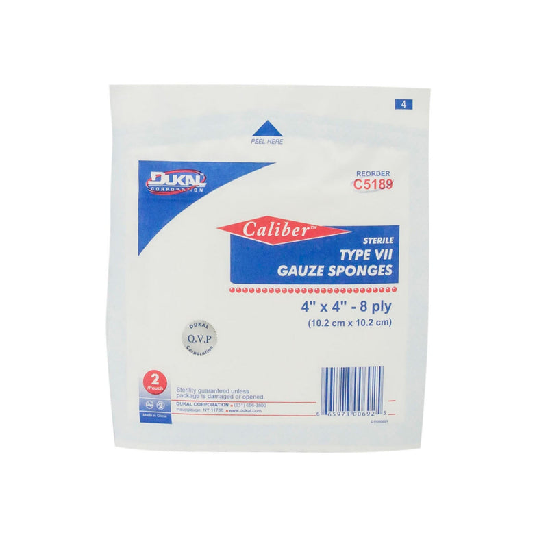 Dukal Corporation Dukal Caliber Gauze Sponges  Sponge, Type VII, Sterile, 4" x 4", 8-Ply, 2/pk, 5