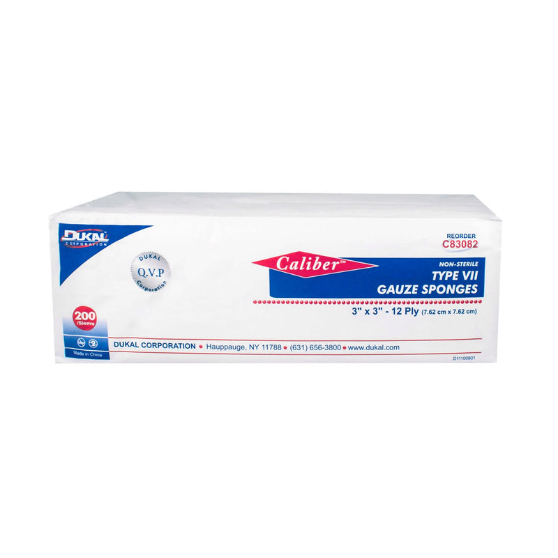 Dukal Corporation Dukal Caliber Gauze Sponges  Sponge, Type VII, Non-Sterile, 3" x 3", 12-Ply, 20