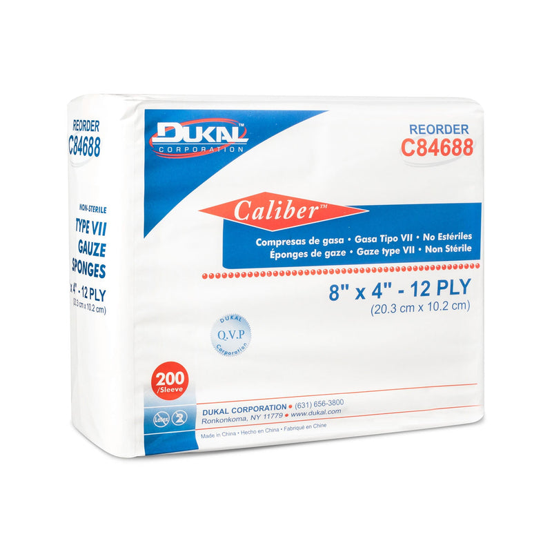 Dukal Corporation Dukal Caliber Gauze Sponges  Sponge, Type VII, Non-Sterile, 8" x 4", 12-Ply, 20