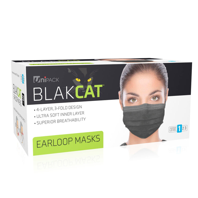 Dukal Corporation Dukal Procedure Masks  BlakCat Mask, Level 1, Ear-Loop, Black, 50/bx, 20