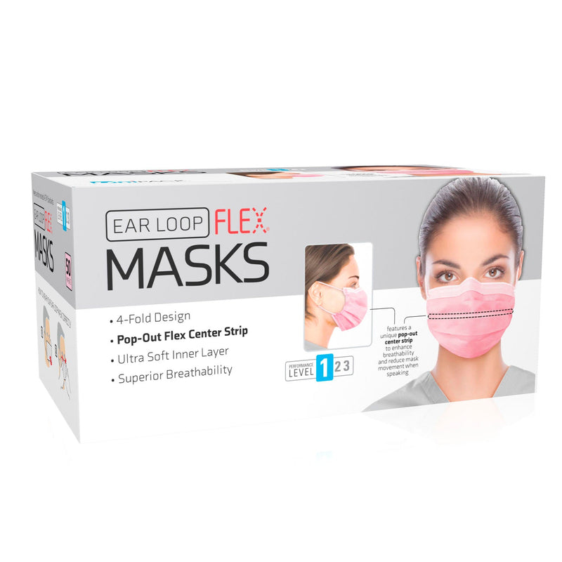 Dukal Corporation Dukal Procedure Masks  Flex Mask, Level 1, Ear-Loop, Pink, 50/bx, 20 bx/c