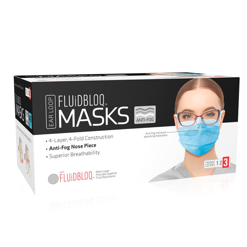 Dukal Corporation Dukal Procedure Masks  Mask, Ear Loop, Level 3, Anti-Fog, Blue, 40/bx, 20