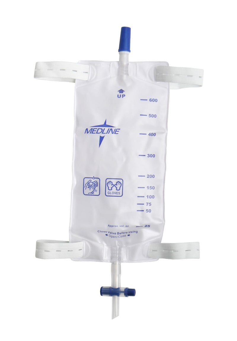 Medline Urinary Leg Bag Medline Anti-Reflux Valve Sterile 600 mL Vinyl (DYND12584 / CS)