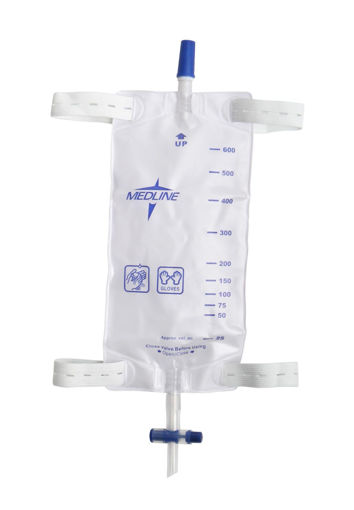 Medline Urinary Leg Bag Medline Anti-Reflux Valve Sterile 600 mL Vinyl (DYND12584 / CS)
