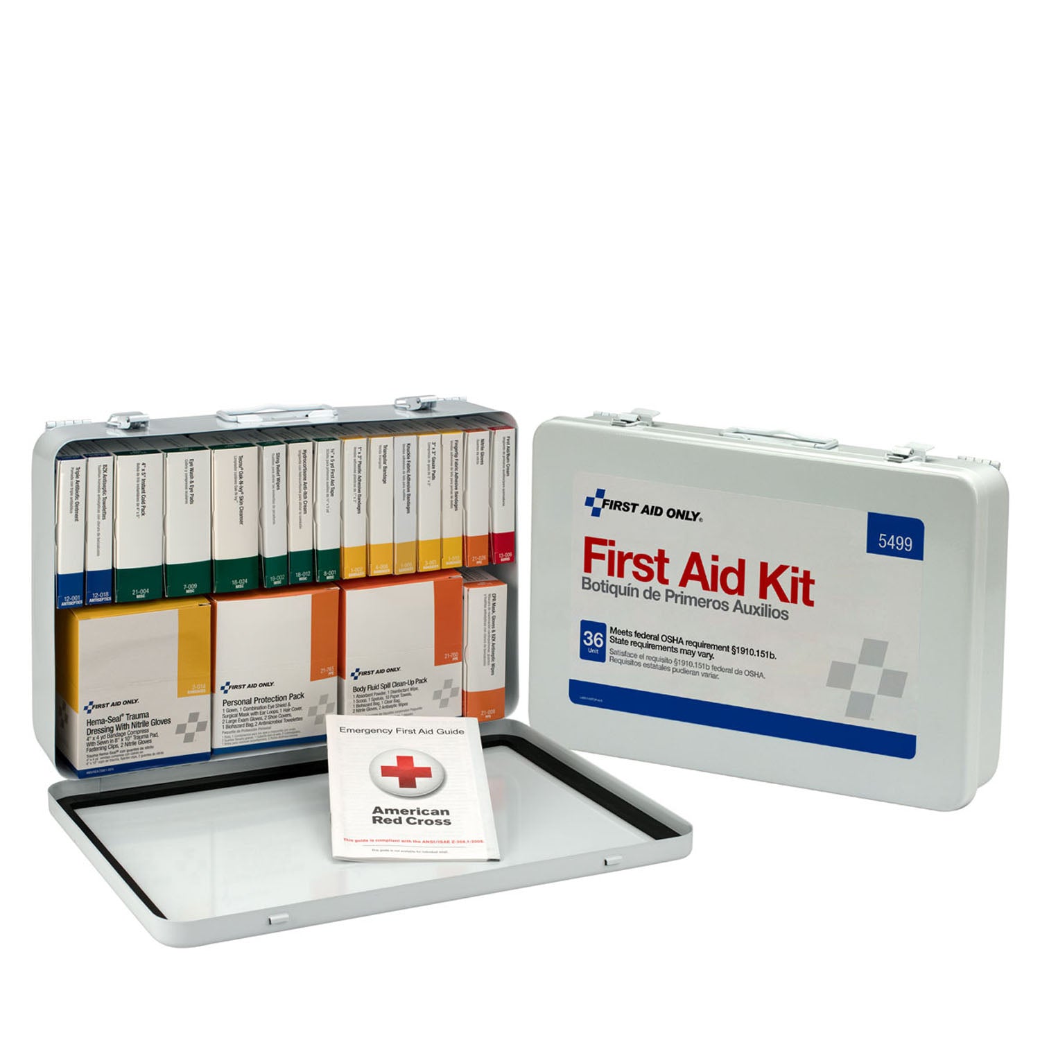 FIRST AID KT 36 UNIT W/BBP ANDCPR METAL CS (DROP)