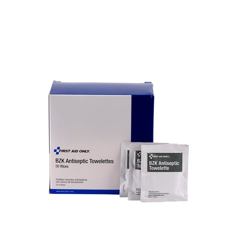 First Aid Only/Acme United Corporation First Aid Only/Acme United Antiseptics, Creams & Ointments  H307 - BZK Antiseptic Wipes, 50/bx