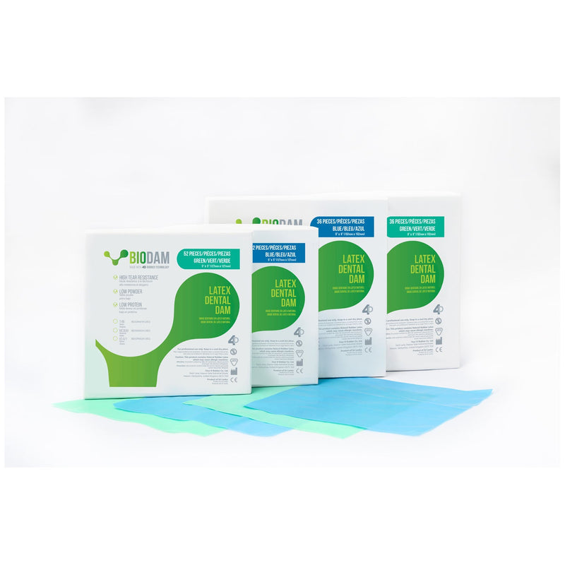 Four D Rubber Co Ltd Four D Rubber Biodam Latex Dental Dam  Dam, 6" x 6", Medium, Green, 36 pieces/bx