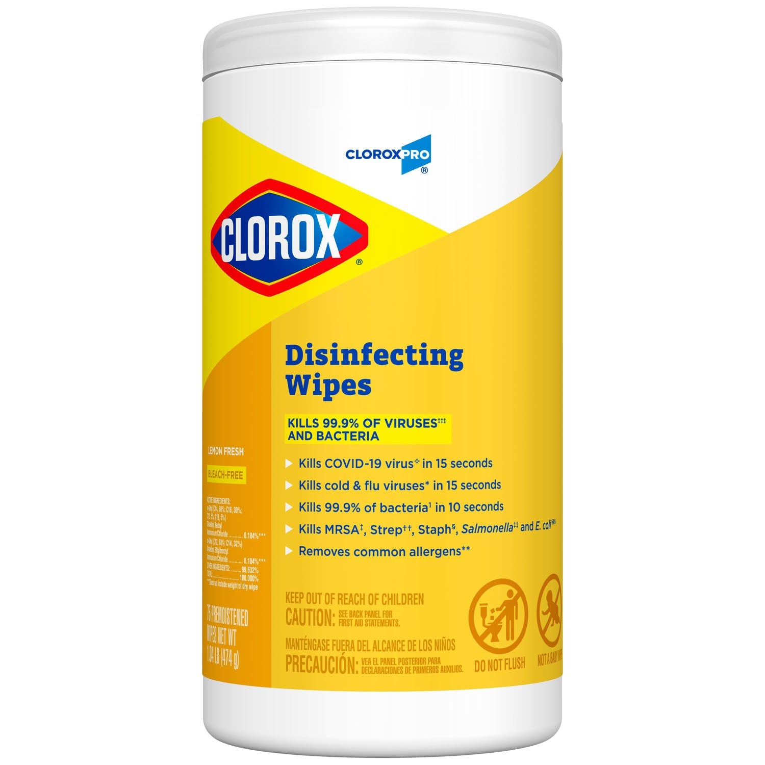 Clorox Sales Company Clorox Commercial Solutions Disinfecting Wipes  CloroxPro Clorox Disinfecting Wipes, Lemon Fresh,