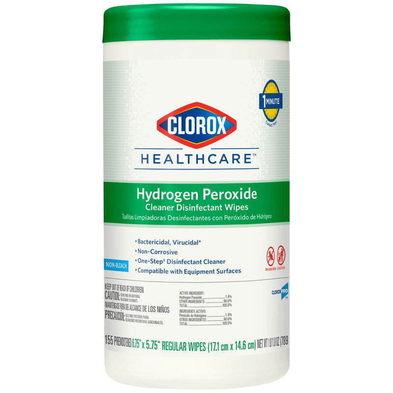 Clorox Sales Company Clorox Healthcare Hydrogen Peroxide Cleaner  Wipes, Hydrogen Peroxide Disinfectant Cleaner, 6.7