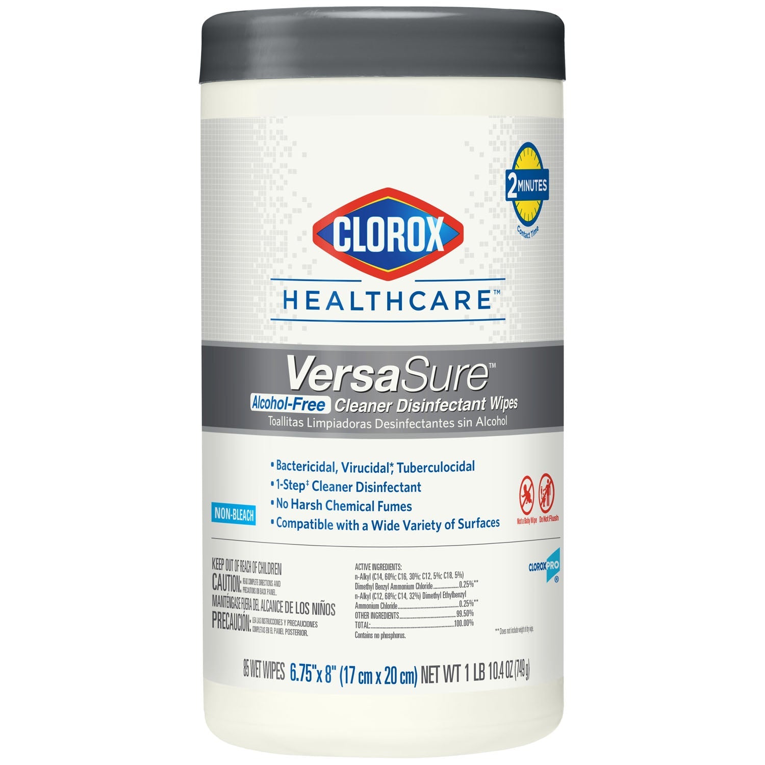 Clorox Sales Company Clorox Versasure Cleaner Disinfectant Wipes  Wipes, 6.75" x 8", 85/can, 6 can/cs