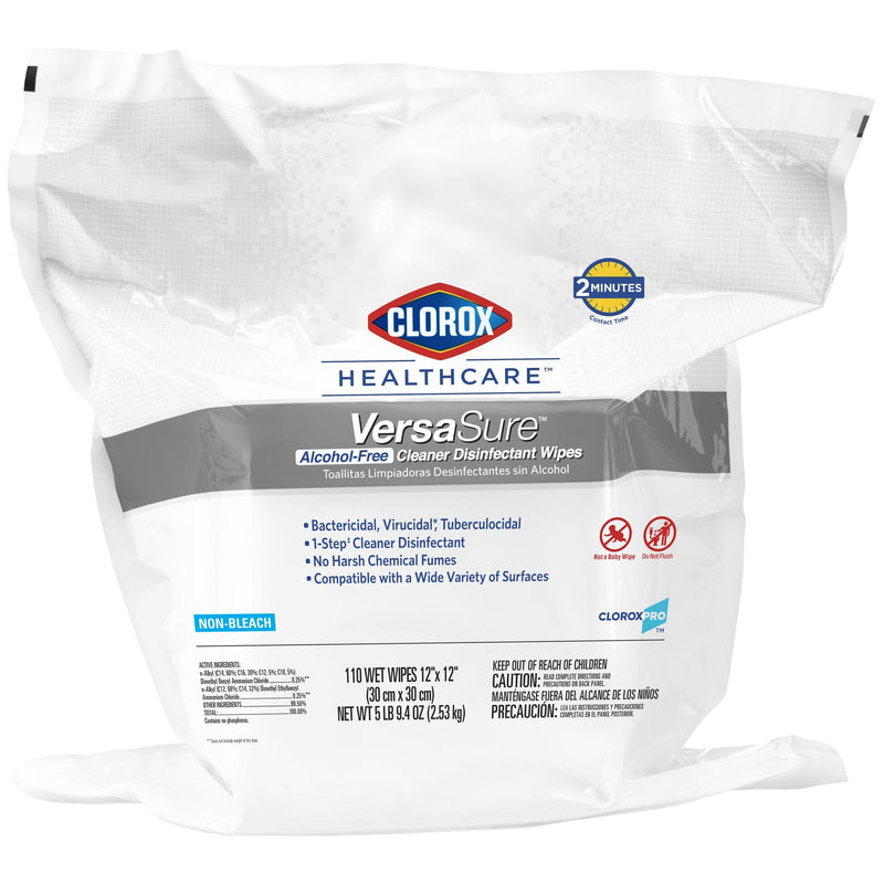 Clorox Sales Company Clorox Versasure Cleaner Disinfectant Wipes  Wipes, 12" x 12", 110/pk, 2 pk/cs (100 cs/plt)
