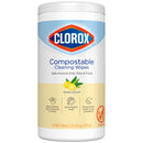 Clorox Sales Company Clorox Commercial Solutions Disinfecting Wipes  Clorox Compostable Cleaning Wipe, Simply Lemon, 75