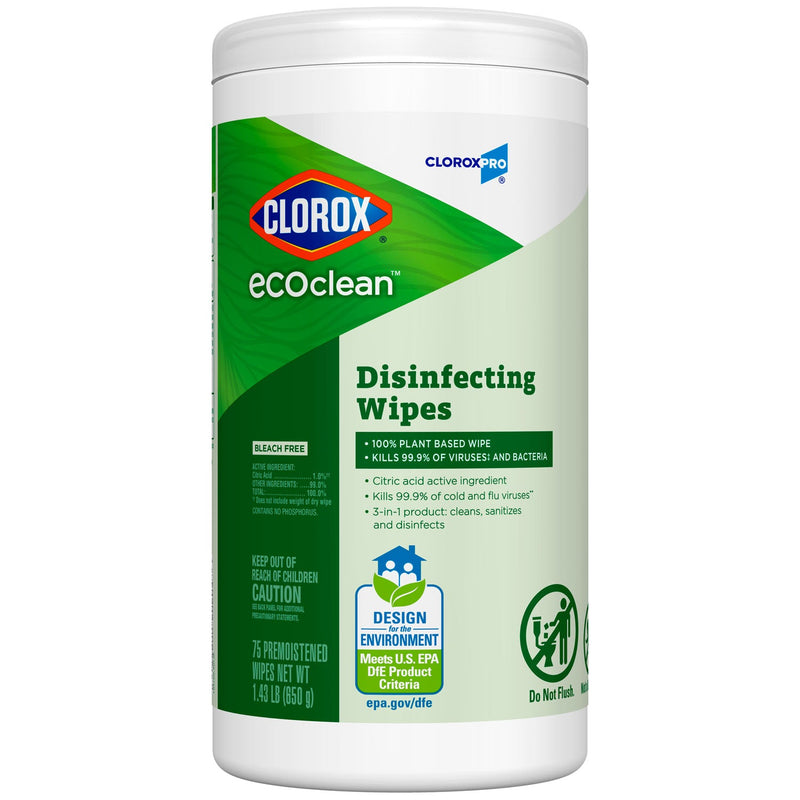 Clorox Sales Company Clorox Ecoclean Disinfectant Cleaner  Disinfecting Wipes, 75 ct, 6/cs