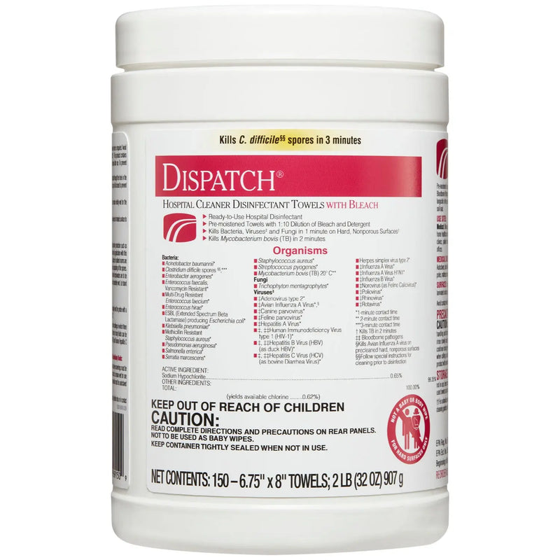 WIPES DISINFECTANT HOSPITALBLEACH 6.75X8 150/CAN 8CAN/CS