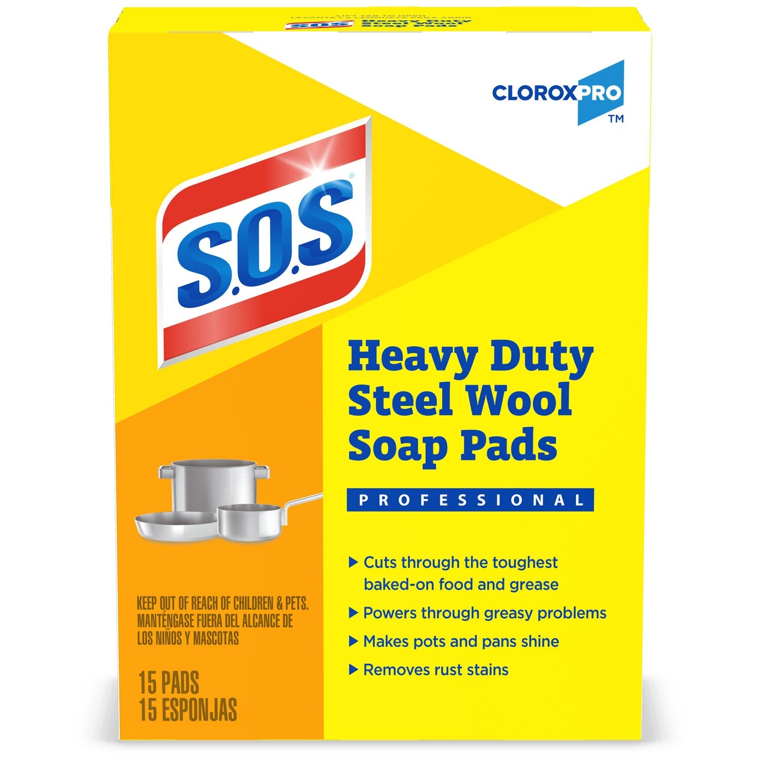 Clorox Sales Company Clorox Manual Cleaning Tools  CloroxPro S.O.S Steel Wool Soap Pads, 15 ct, 12/cs