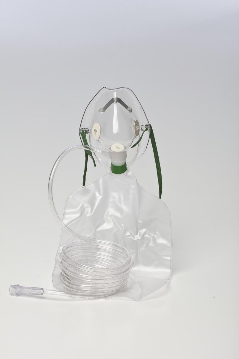 Medline NonRebreather Oxygen Mask Elongated Style Adult One Size Fits Most Adjustable Head Strap / Nose Clip (HUD1060 / CS)