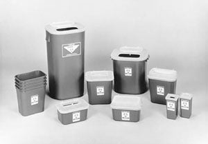 Medegen Stackable Sharps-Container System  Sharps Container, 1 Qt Translucent Red, 3½"W x 3½"