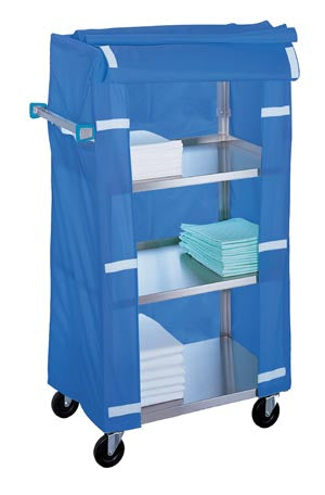 Lakeside Manufacturing, Inc. Lakeside Linen Carts - Stainless Steel  t , 16¼"W x 27½"L x 46"H, 4 Shelves, 3½" Swivel Ca