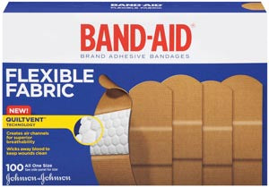 Johnson & Johnson Consumer Products J&J Band-Aid Flexible Fabric Adhesive Bandages  Adhesive Bandage Strip, 1" x 3", 100/bx, 12 bx/cs