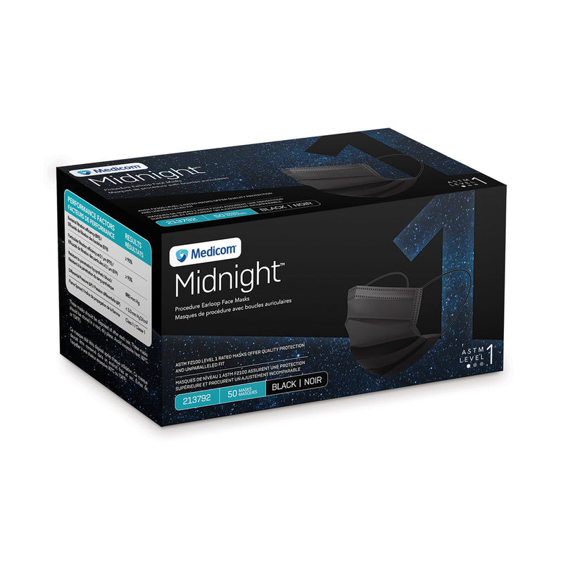 Medicom, Inc. Medicom Midnight Proceedure Facemasks  L 1, 50/bx, 10bx/cs