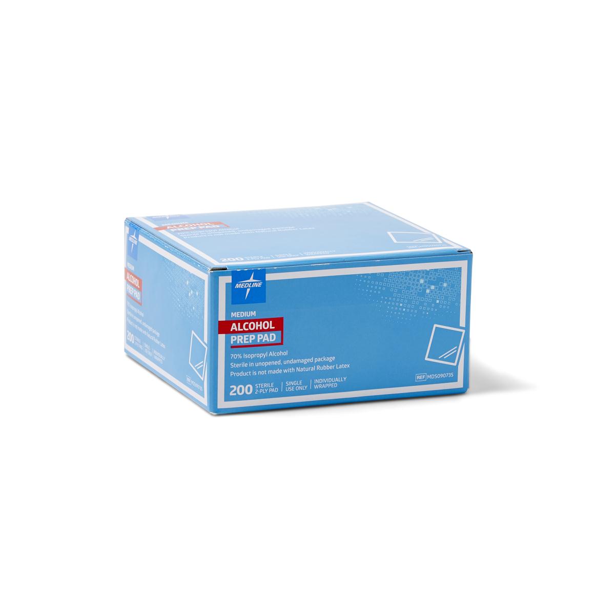Alcohol Prep Pad Medline 70% Strength Isopropyl Alcohol Individual Packet Medium Sterile (3000/CS)