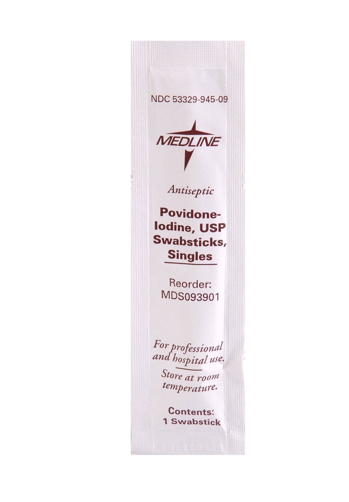 Medline Impregnated Swabstick 10% Strength Povidone-Iodine Individual Packet NonSterile (MDS093901 / CS) 