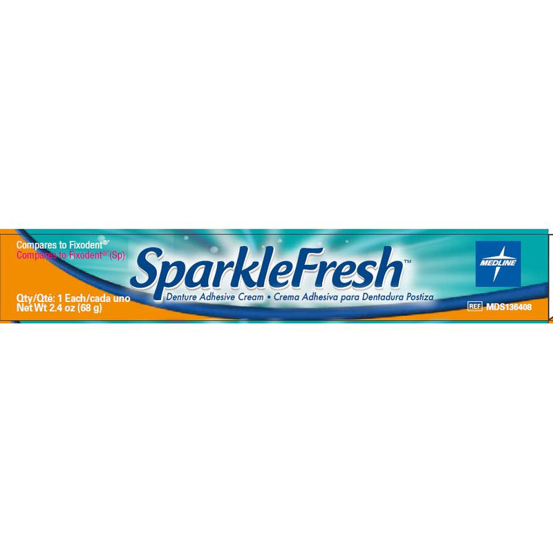 Medline Denture Adhesive SparkleFresh Cream 2.4 oz. (MDS136408 / CS) 
