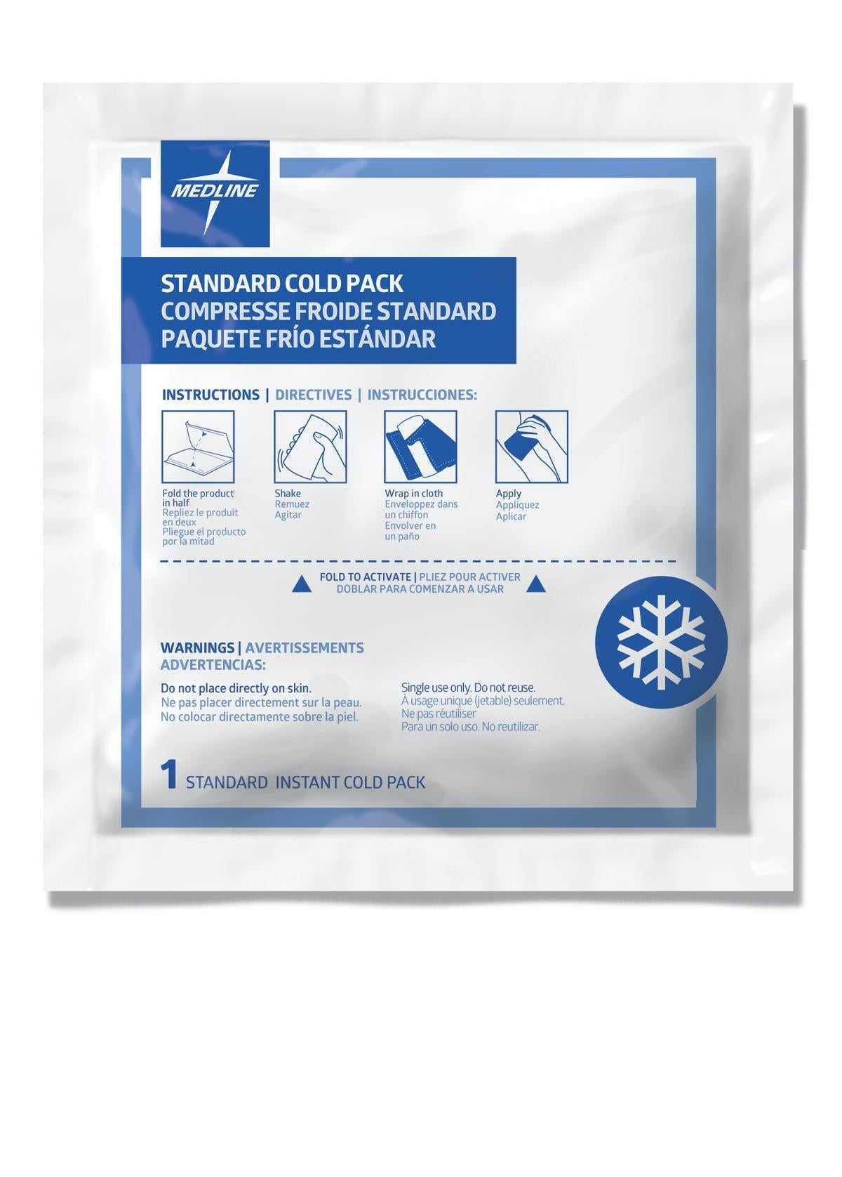 Medline Instant Cold Pack Medline General Purpose 5 X 6 Inch Plastic / Calcium Ammonium Nitrate / Water Disposable (MDS137020 / CS) 