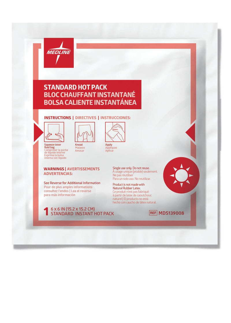 Instant Hot Pack Medline Medium Plastic / Sodium Acetate Disposable (24/CS)