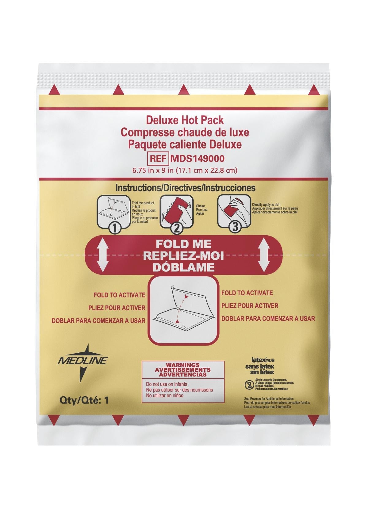 Medline Instant Hot Pack Medline Deluxe General Purpose Plastic / Nonwoven Lining / Sodium Acetate Disposable (MDS149000 / CS) 