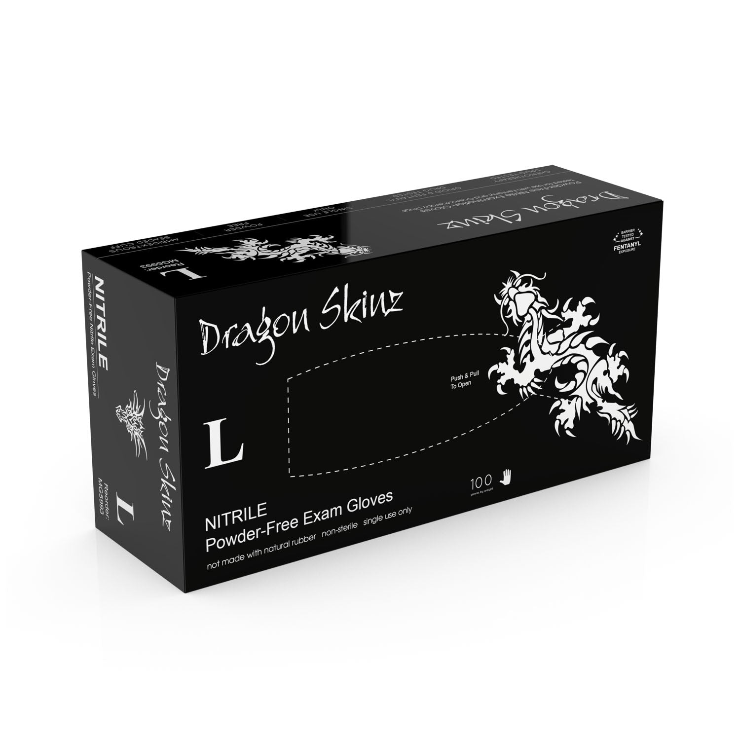 Medgluv Dragon Skinz Nitrile Exam Glove  Nitrile, Large, Powder-Free (PF), Latex-Free, Fent