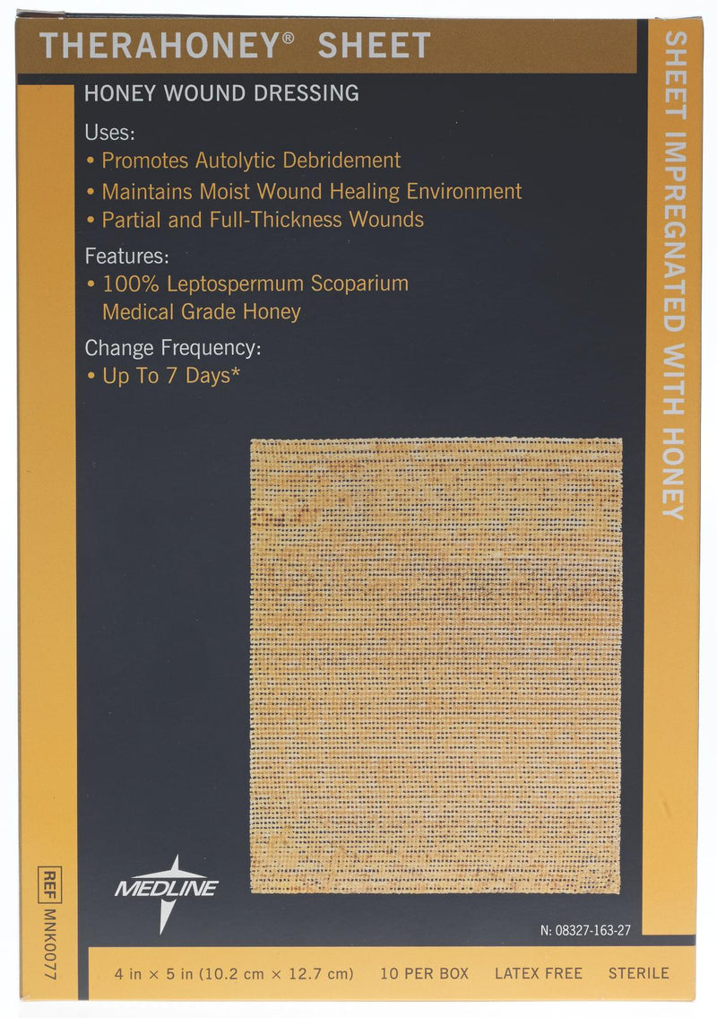 Medline Honey Impregnated Wound Dressing TheraHoney Rectangle 4 X 5 Inch Sterile (MNK0077 / BX)