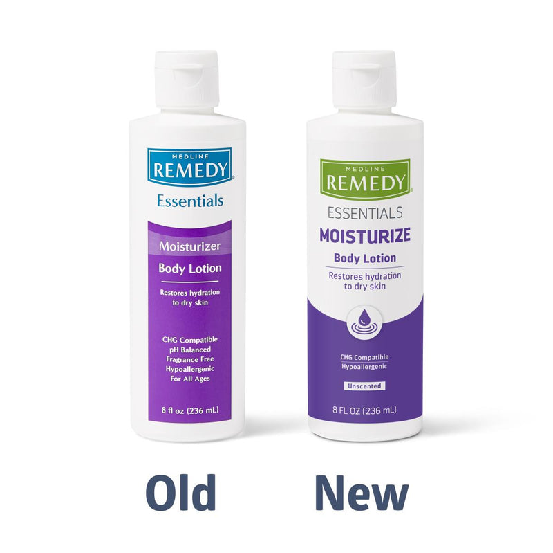 Medline Hand and Body Moisturizer Medline Remedy Essentials Moisturize 8 oz. Bottle Unscented Lotion CHG Compatible (MSC092MBL08 / CS) 