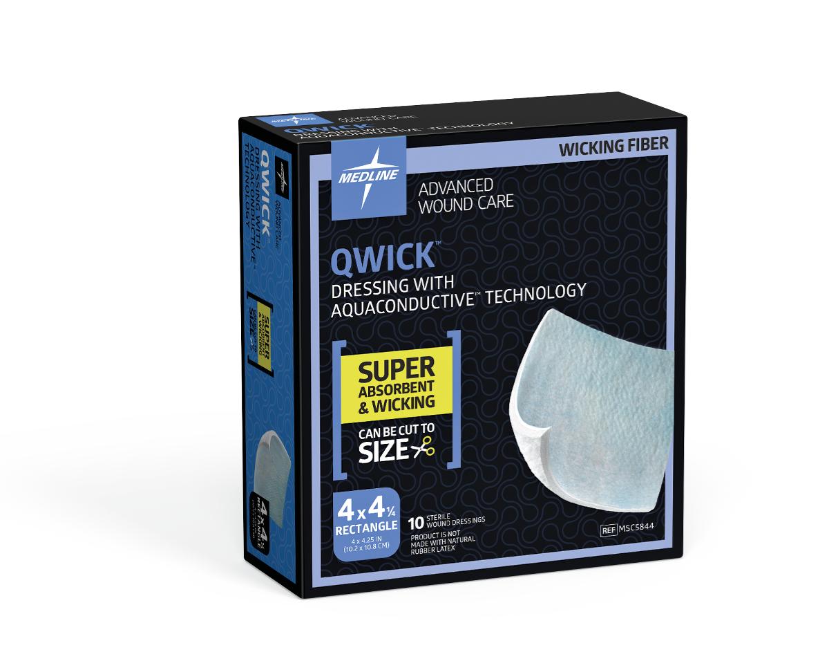 Super Absorbent Dressing Qwick Square 4 X 4-1/2 Inch Without Border Sterile (50/CS)
