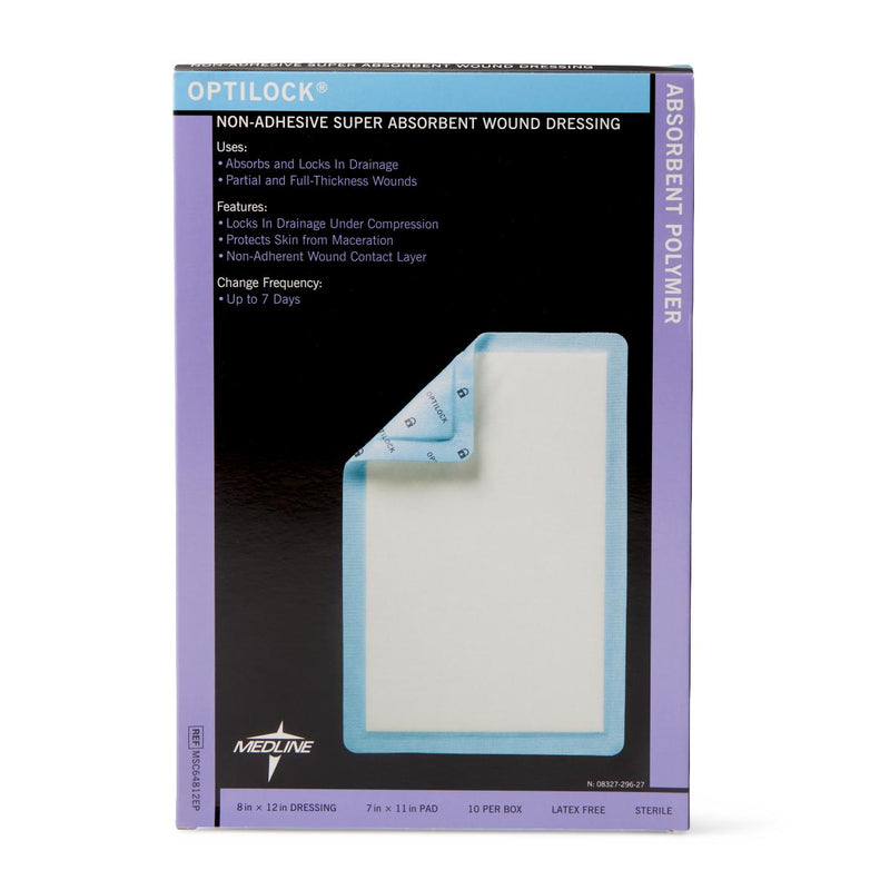 Super Absorbent Dressing OptiLock Rectangle 8 X 12 Inch With Border Sterile (80/CS)