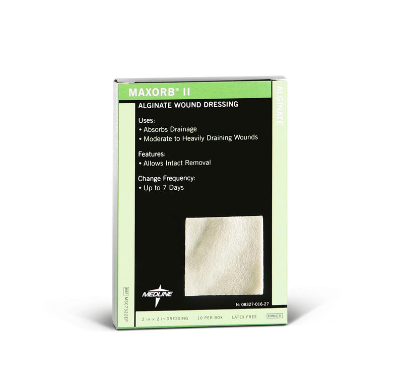 Medline Alginate Dressing Maxorb II Calcium Alginate 2 X 2 Inch Square (MSC7322EP / CS)